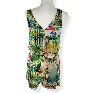 Nicole Miller  Tropical Romper  with pockets XS